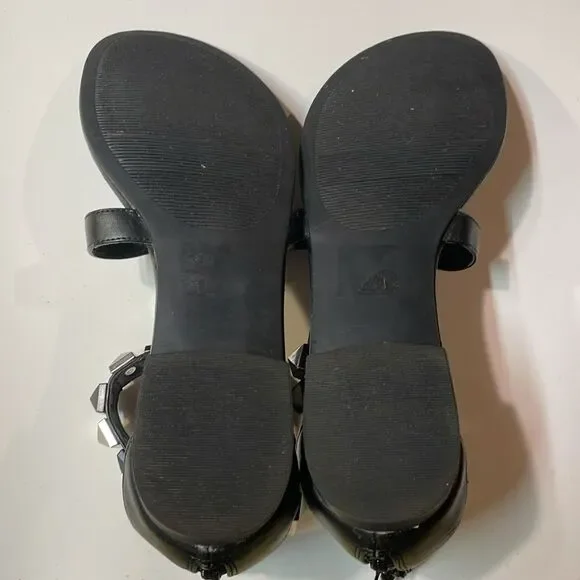 Rock & Republic Women’s Black Gladiator Thong Studded Zip Sandal Sz 9.5 - Picture 6 of 9